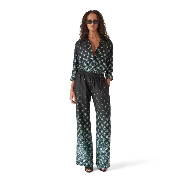 Casablanca Degrade Monogram Silk Trousers | Pants | Coveti