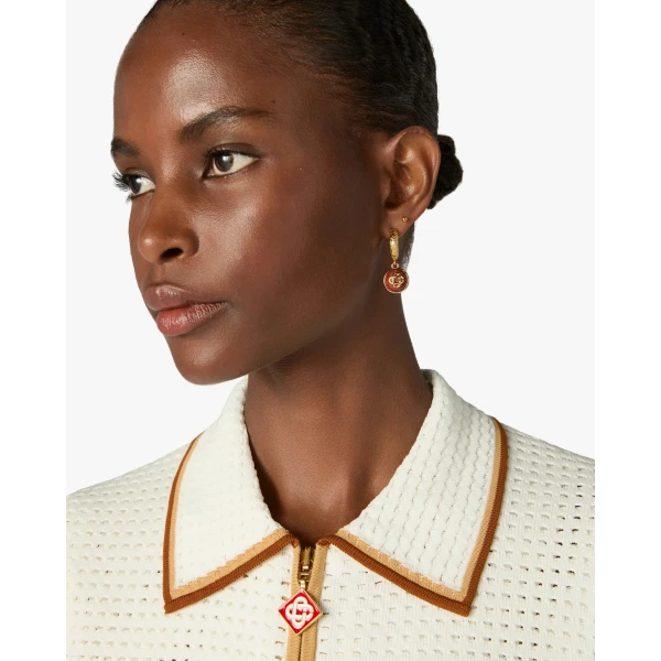 Casablanca Gold & Red Sphere Ear Hoops | Earrings | Coveti