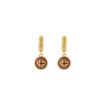 Casablanca Gold & Red Sphere Ear Hoops | Earrings | Coveti