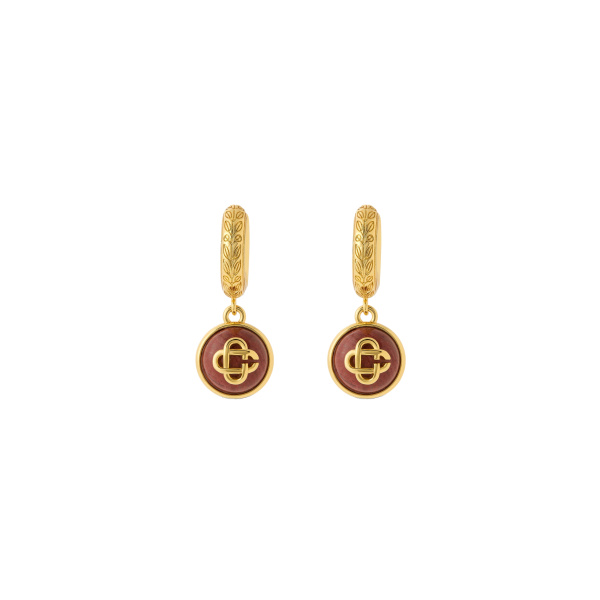 Casablanca Gold & Red Sphere Ear Hoops | Earrings | Coveti
