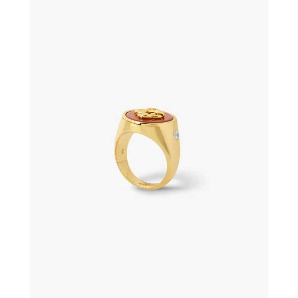 Casablanca Gold & Red Stone Signet Ring | Rings | Coveti