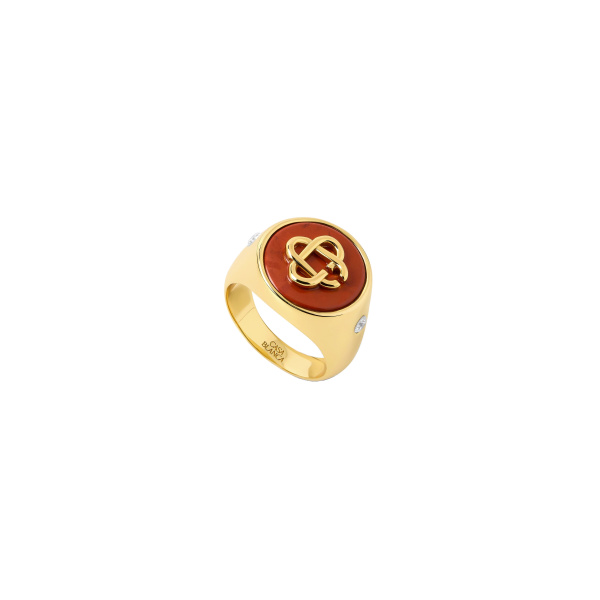 Casablanca Gold & Red Stone Signet Ring | Rings | Coveti