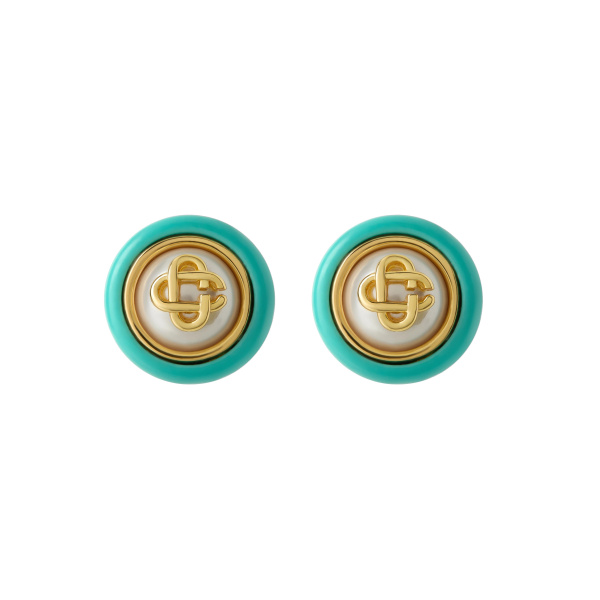 Casablanca Gold & Turquoise Pearl Studs | Earrings | Coveti