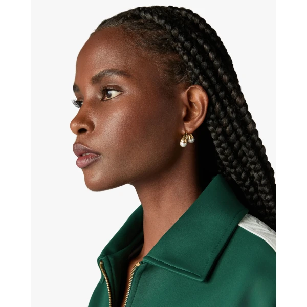 Casablanca Gold & White Double Lotus Pearl Earrings | Earrings | Coveti