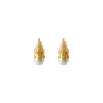 Casablanca Gold & White Double Lotus Pearl Earrings | Earrings | Coveti