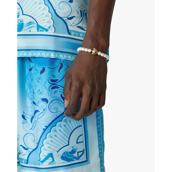 Casablanca Gold & White Lotus Pearl Bracelet | Bracelets | Coveti