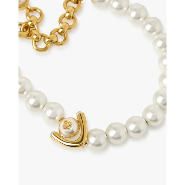 Casablanca Gold & White Lotus Pearl Bracelet | Bracelets | Coveti