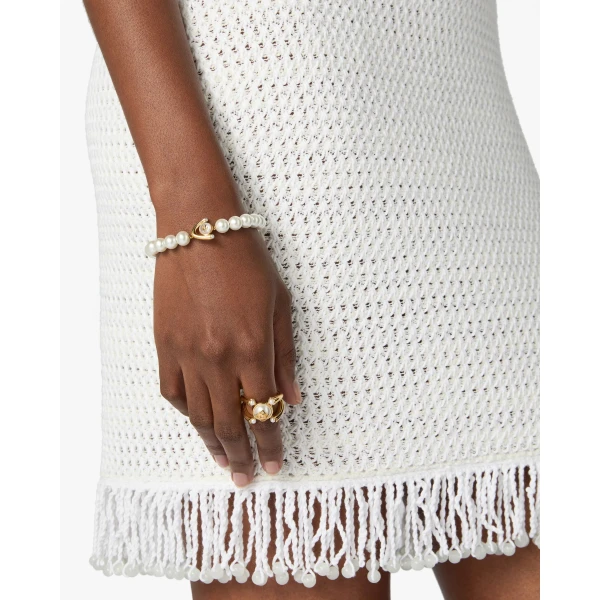 Casablanca Gold & White Lotus Pearl Bracelet | Bracelets | Coveti