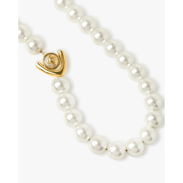 Casablanca Gold & White Lotus Pearl Necklace | Necklace | Coveti