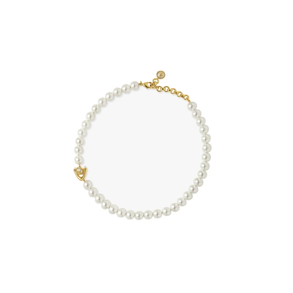 Gold & White Lotus Pearl Necklace