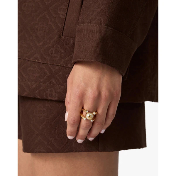 Casablanca Gold & White Lotus Pearl Ring | Rings | Coveti