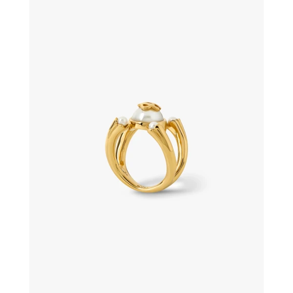 Casablanca Gold & White Lotus Pearl Ring | Rings | Coveti