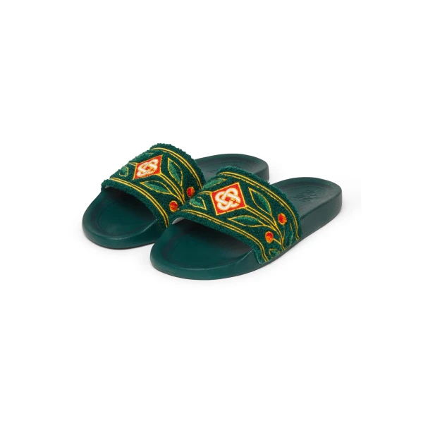 Casablanca Green Laurel Terry Slides | Flip Flops & Slides | Coveti