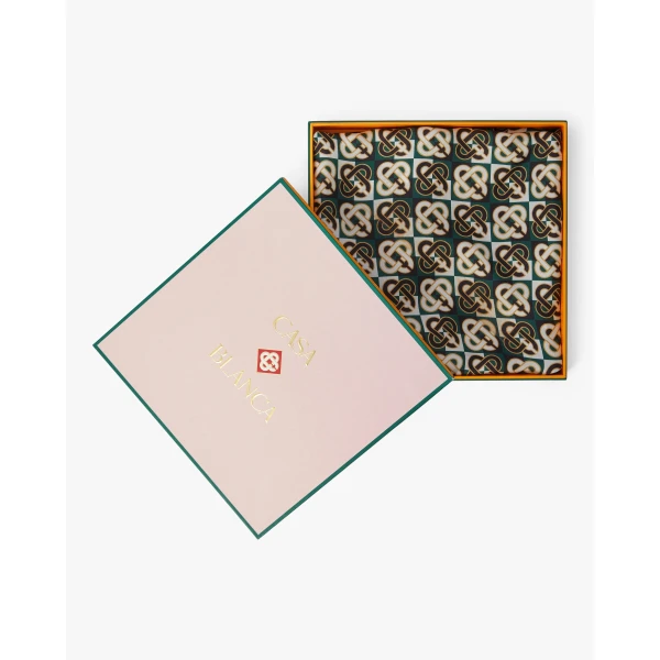Casablanca Green & Navy Check Monogram Medium Silk Scarf | Scarves | Coveti