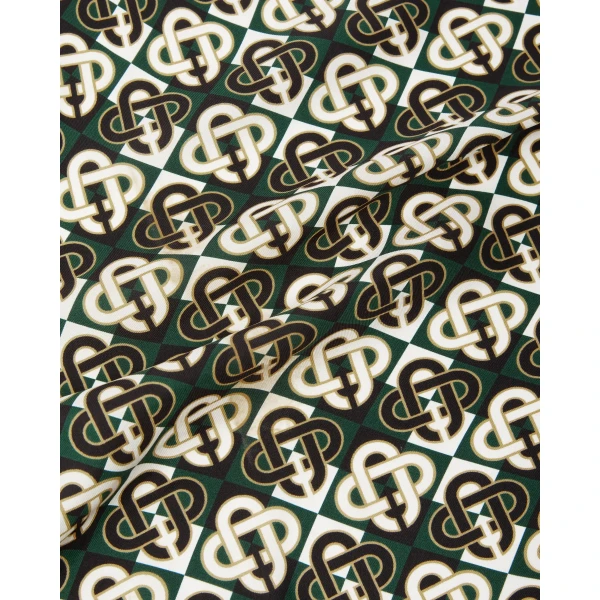 Casablanca Green & Navy Check Monogram Medium Silk Scarf | Scarves | Coveti
