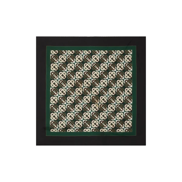 Green & Navy Check Monogram Medium Silk Scarf