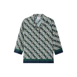 Casablanca Green & Navy Check Monogram Pyjama Long Sleeve Silk Shirt | Shirt | Coveti