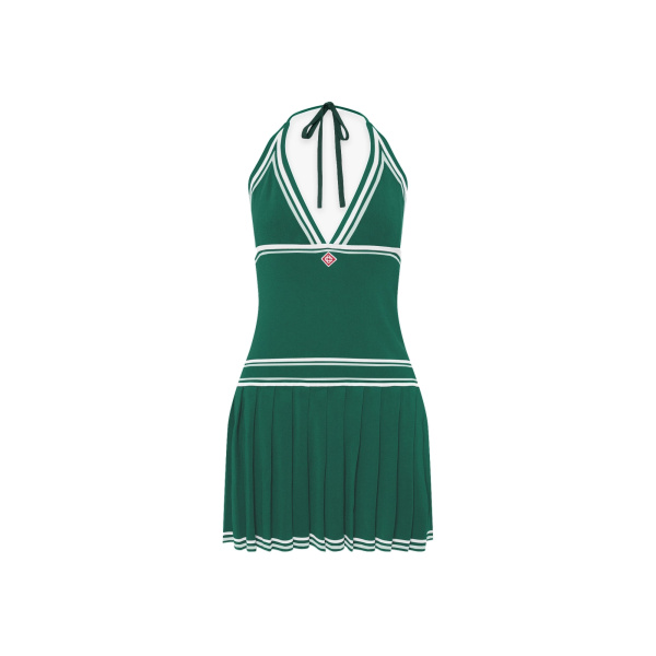 Casablanca Green Pleated Halter Mini Dress | Mini Dresses | Coveti