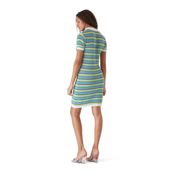 Casablanca Green Stripe Short Sleeve Midi Dress | Midi Dresses | Coveti