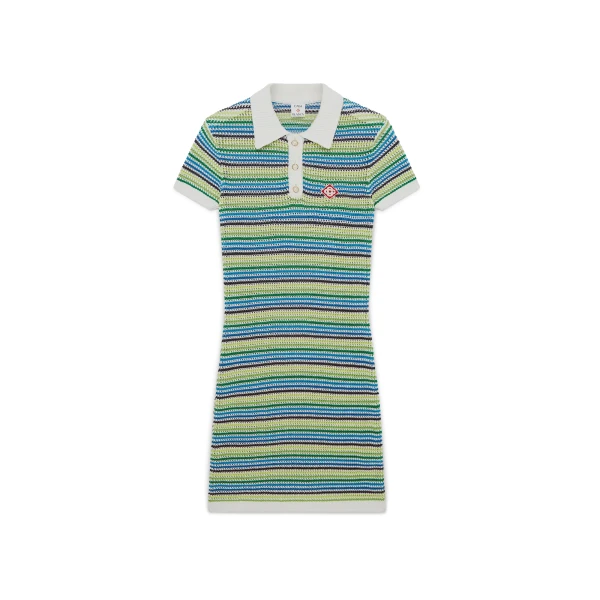Green Stripe Short Sleeve Midi Dress