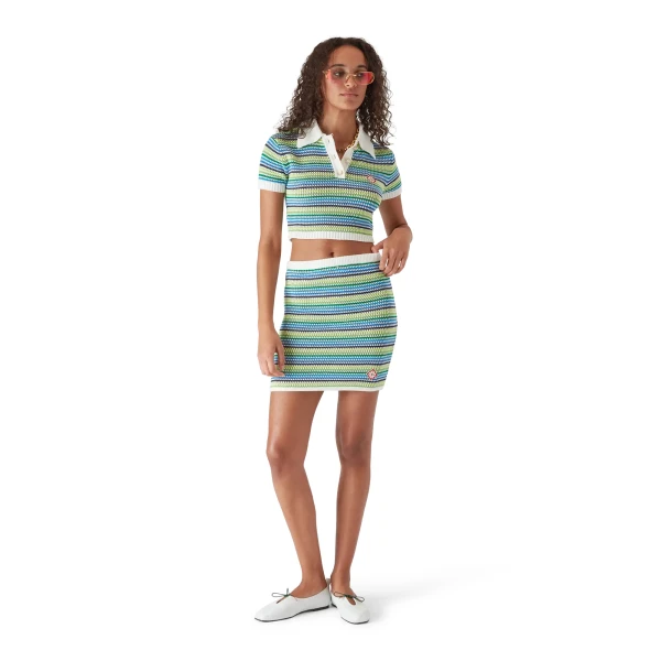 Casablanca Green Stripe Short Sleeve Polo Shirt | Polo Shirt | Coveti