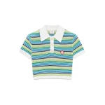 Casablanca Green Stripe Short Sleeve Polo Shirt | Polo Shirt | Coveti