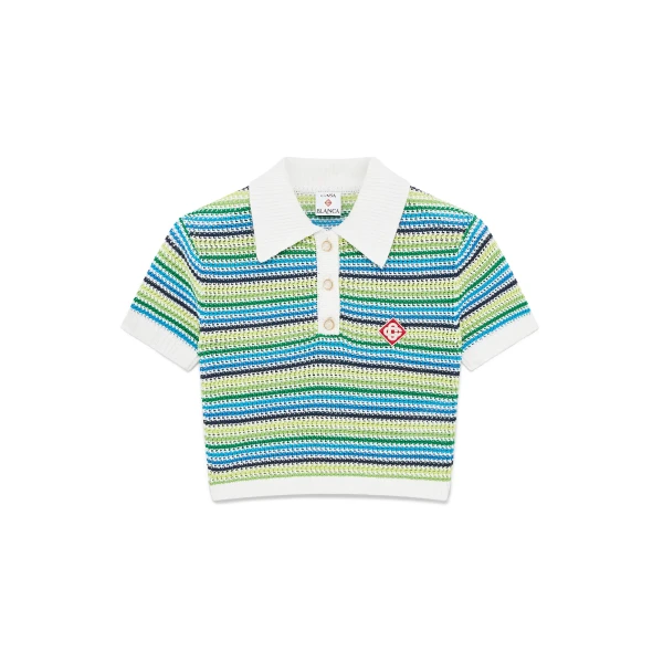 Green Stripe Short Sleeve Polo Shirt