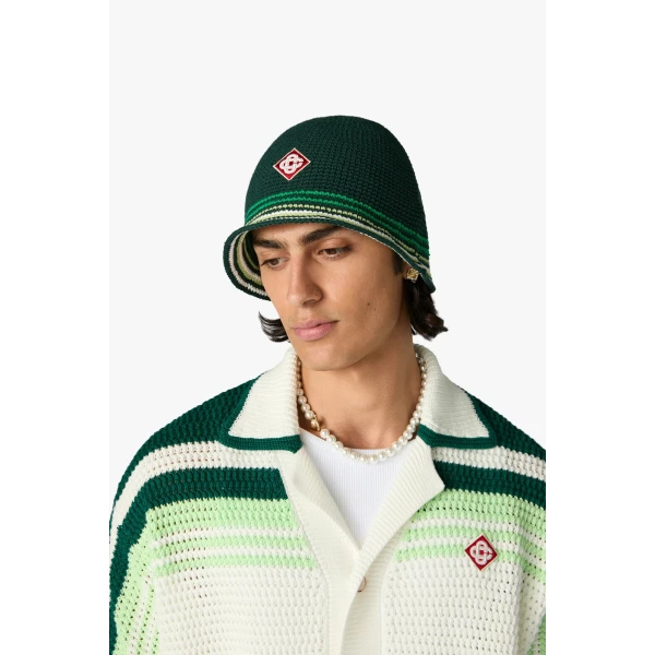 Casablanca Green Striped Crochet Hat | Hats | Coveti