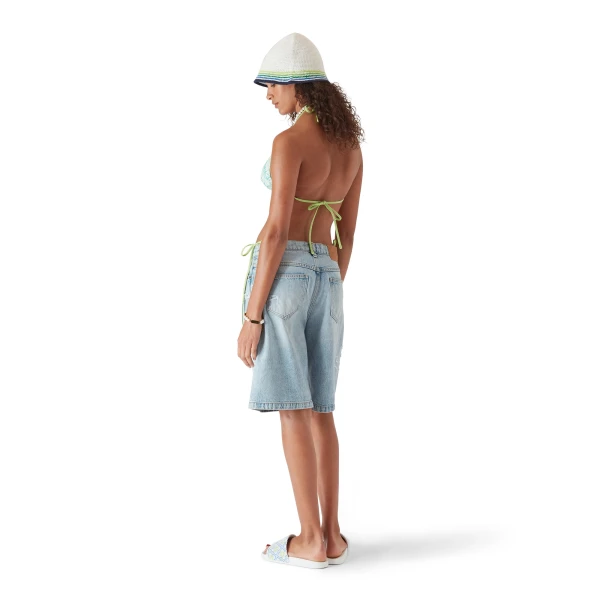 Casablanca Green Wavy Monogram Bikini Top | Bikini | Coveti