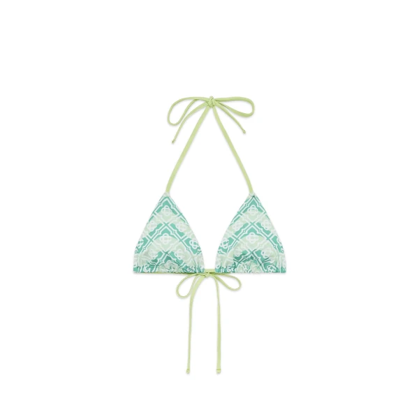 Green Wavy Monogram Bikini Top