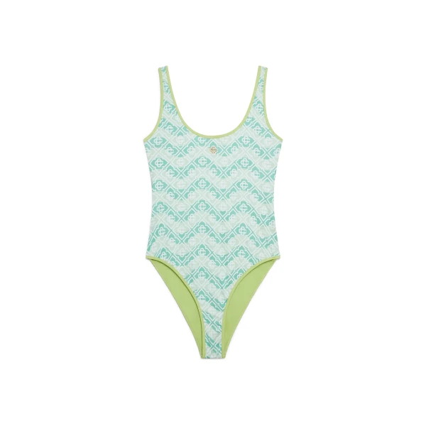 Green Wavy Monogram Swimsuit