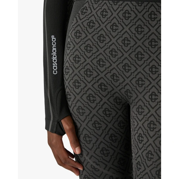 Casablanca Grey Seamless Monogram Long Sleeve Top | Long Sleeve | Coveti