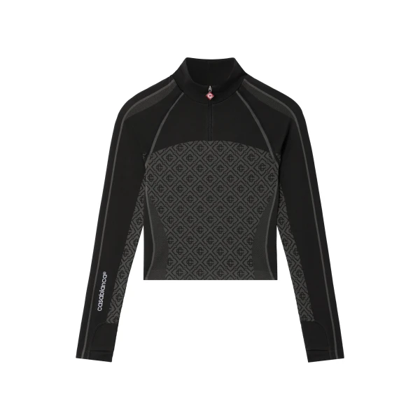 Grey Seamless Monogram Long Sleeve Top