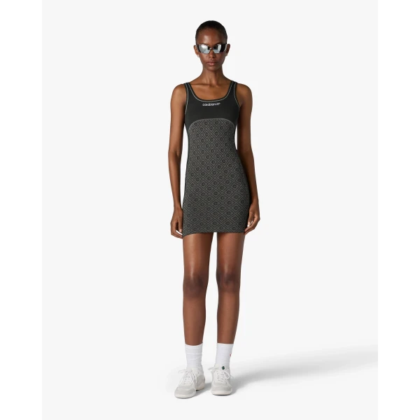 Casablanca Grey Seamless Monogram Mini Dress | Mini Dresses | Coveti