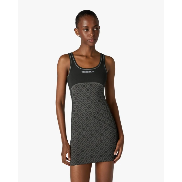 Casablanca Grey Seamless Monogram Mini Dress | Mini Dresses | Coveti