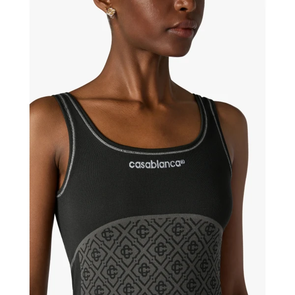 Casablanca Grey Seamless Monogram Mini Dress | Mini Dresses | Coveti