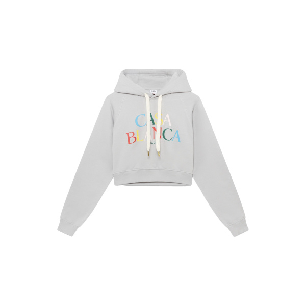 Casablanca Grey Stacked Logo Hooded Sweatshirt | Hoodies | Coveti