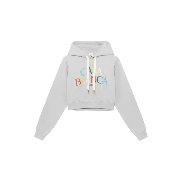 Grey Stacked Logo Hooded Sweatshirt