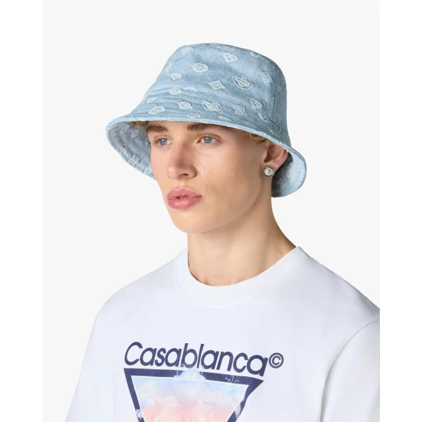 Casablanca Light Blue Denim Bucket Hat | Hats | Coveti