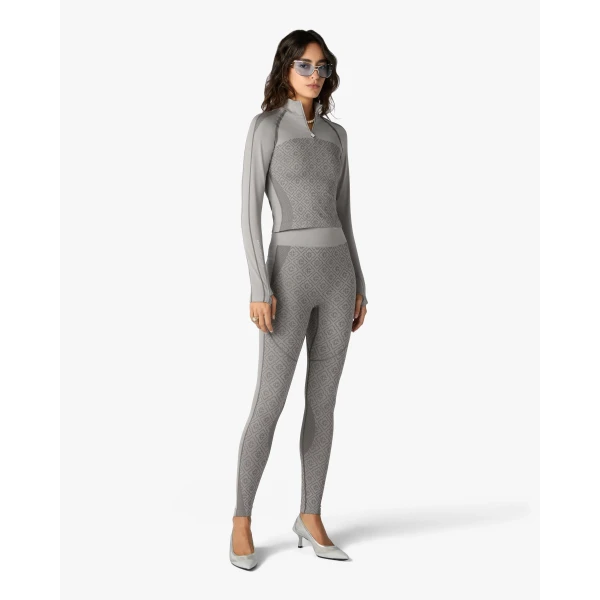 Casablanca Light Grey Seamless Monogram Leggings | Leggings | Coveti