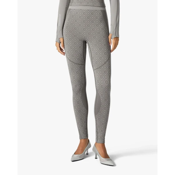 Casablanca Light Grey Seamless Monogram Leggings | Leggings | Coveti