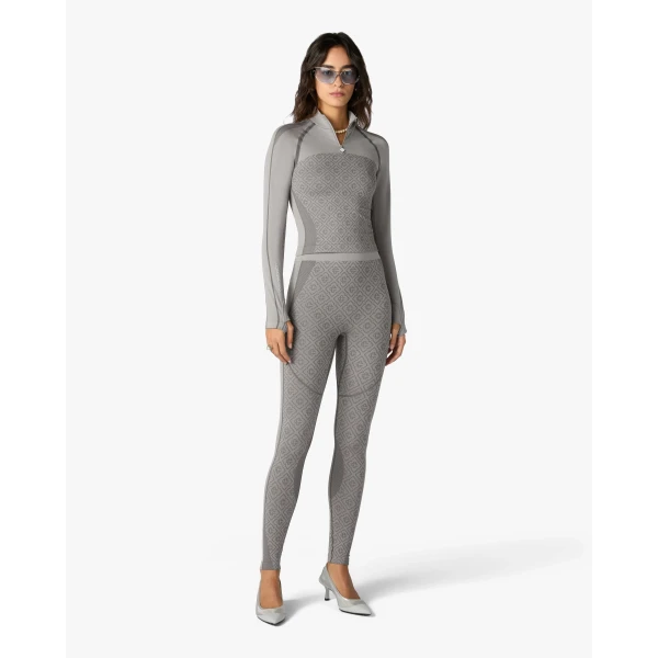 Casablanca Light Grey Seamless Monogram Long Sleeve Top | Long Sleeve | Coveti