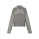 Casablanca Light Grey Seamless Monogram Long Sleeve Top | Long Sleeve | Coveti