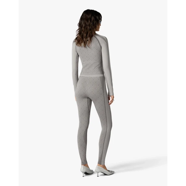 Casablanca Light Grey Seamless Monogram Long Sleeve Top | Long Sleeve | Coveti