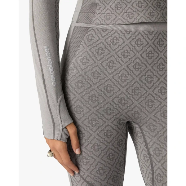 Casablanca Light Grey Seamless Monogram Long Sleeve Top | Long Sleeve | Coveti