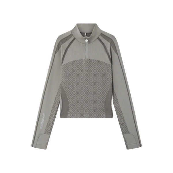 Light Grey Seamless Monogram Long Sleeve Top