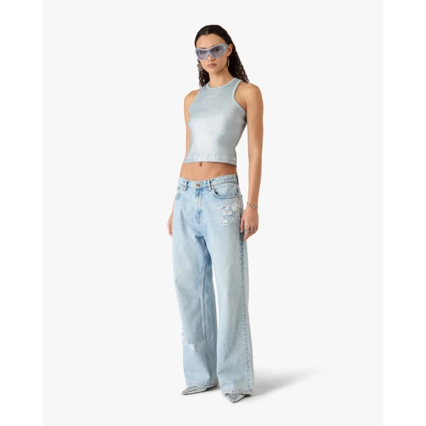 Casablanca Light Wash Graffiti Denim Jeans | Denim | Coveti
