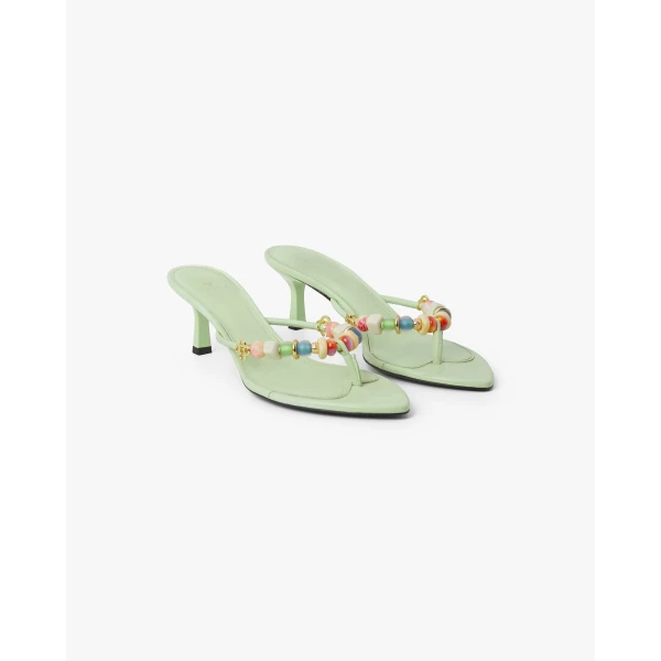 Casablanca Mint Beaded Heeled Sandals | Sandals | Coveti