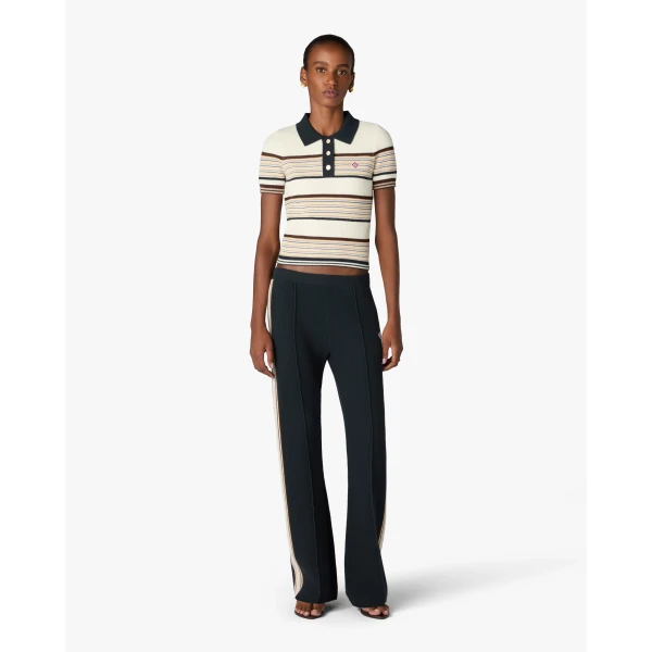 Casablanca Multicolour Café Culture Wool Stripe Short Sleeve Polo Shirt | Polo Shirt | Coveti