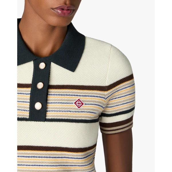 Casablanca Multicolour Café Culture Wool Stripe Short Sleeve Polo Shirt | Polo Shirt | Coveti